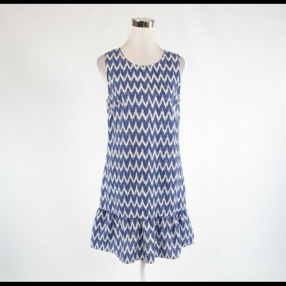 Dark blue white J. CREW shift dress M